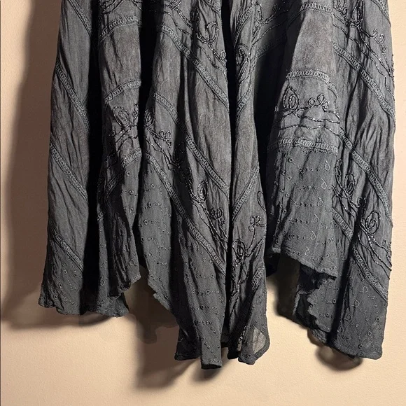 Advance Apparels Forest Green 🌳 Embroidered Boho Maxi Skirt with tie waist - Picture 5 of 10